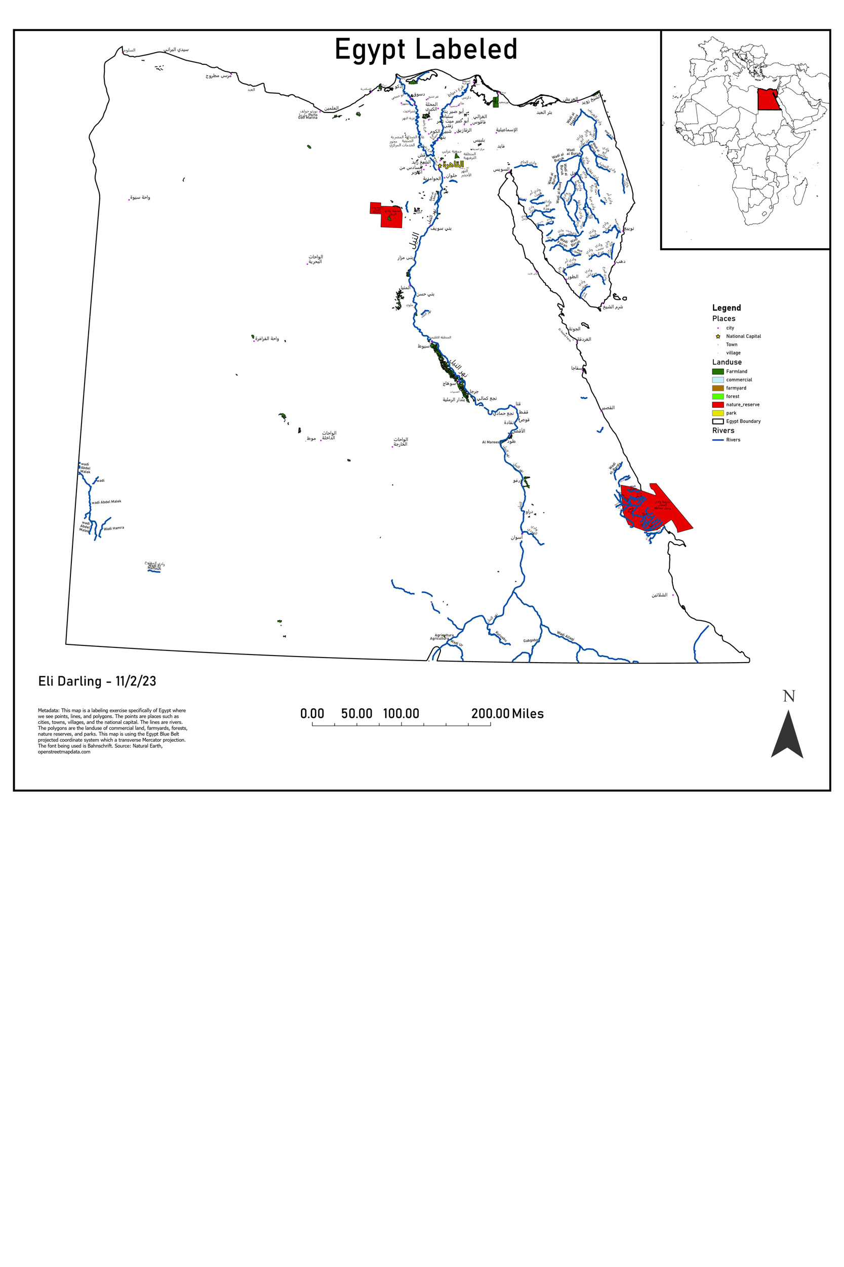 egypt labeled map